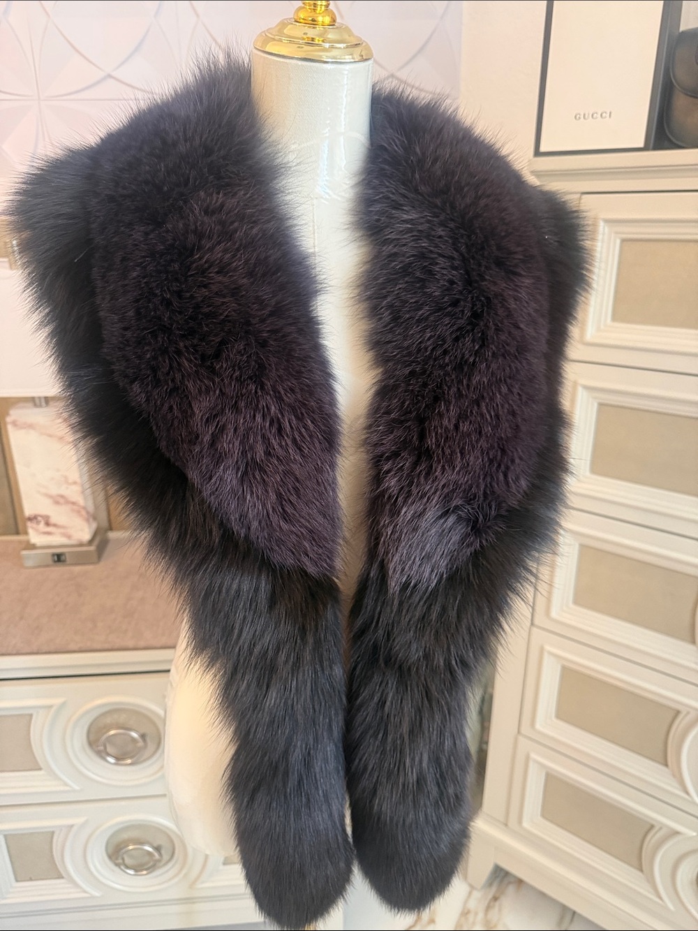 Fox fur stole purple and black